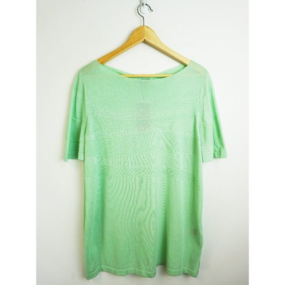 Lafayette 148 New York Tops - NWT Lafayette 148 Rippled Stripe Knit Shirt Ocean